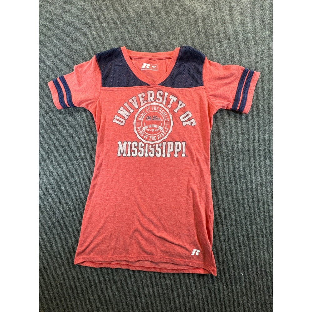 Russell Athletic University of Mississippi Ole Miss Rebels Jersey Tee Red M